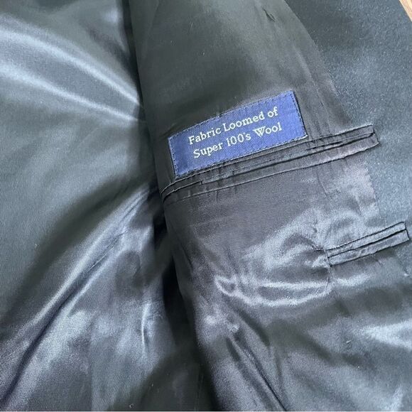 Burberrys Mens Blazer Jacket Black Wool One Button Tuxedo Wedding Sport Coat 44L - Picture 10 of 13